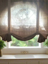 Load image into Gallery viewer, Farmhouse Curtain, Burlap Valance, Roman Shade, Farmhouse Curtain For Living Room, Kitchen Curtain, Ticking Stripe, Gingham Check Valance