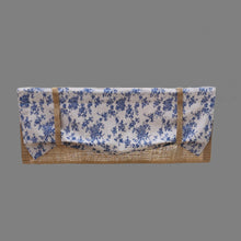 Load image into Gallery viewer, Blue Floral Rose Burlap Valance