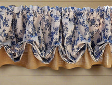 Load image into Gallery viewer, Blue Floral Burlap Balloon Valance