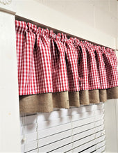 Load image into Gallery viewer, Burlap and Gingham Check Valance