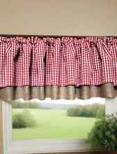 Load image into Gallery viewer, Burlap and Gingham Check Valance