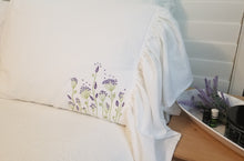 Load image into Gallery viewer, White Embroidered Pillow Sham With Ruffle