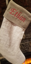 Load image into Gallery viewer, Personalized Christmas Stockings, Embroidered Linen Christmas Stockings