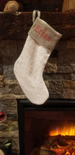 Load image into Gallery viewer, Personalized Christmas Stockings, Embroidered Linen Christmas Stockings