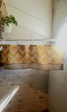 Load image into Gallery viewer, Modern Mustard Yellow Valance with Burlap