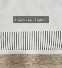 Load image into Gallery viewer, Burlap and Drop Cloth Valance with Ticking Banding