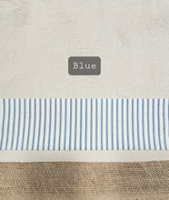 Load image into Gallery viewer, Burlap and Drop Cloth Valance with Ticking Banding
