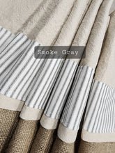 Load image into Gallery viewer, Burlap and Drop Cloth Valance with Ticking Banding