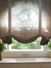 Load image into Gallery viewer, Farmhouse Curtain, Burlap Valance, Roman Shade, Farmhouse Curtain For Living Room, Kitchen Curtain, Ticking Stripe, Gingham Check Valance
