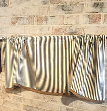 Load image into Gallery viewer, Scalloped Ticking Stripe Valance with Burlap Trim
