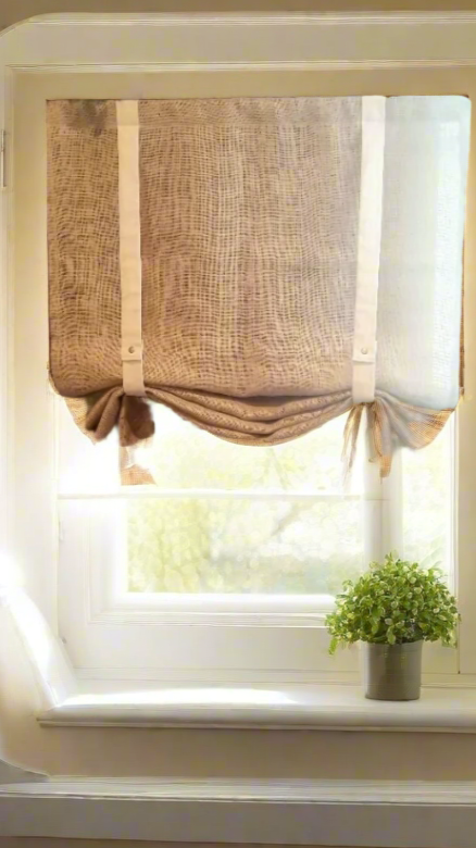 Farmhouse Curtain, Burlap Valance, Roman Shade, Farmhouse Curtain For Living Room, Kitchen Curtain, Ticking Stripe, Gingham Check Valance