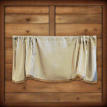 Load image into Gallery viewer, Scalloped Ticking Stripe Valance with Burlap Trim
