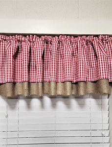 Burlap and Gingham Check Valance