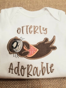Otter Onesie with Embroidery and Applique
