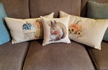 Load image into Gallery viewer, Fall Pillow Covers, Pumpkin Pillow Covers, Squirrel Pillow Cover
