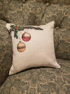 Pillow With Christmas Balls, Christmas Pillow Cover, Holiday Pillows, Pillow For Porch