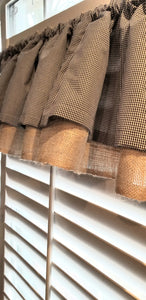Burlap and Gingham Check Valance