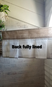 Burlap and Ticking Pleated Valance