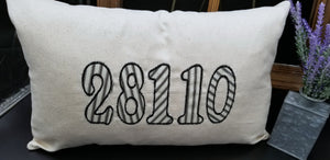 Zipcode Pillow-Farmhouse Pillow Cover-Drop Cloth Pillow-12x18 Pillow