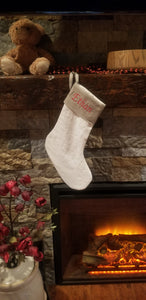 Personalized Christmas Stockings, Embroidered Linen Christmas Stockings