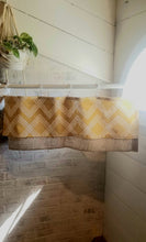Load image into Gallery viewer, Modern Mustard Yellow Valance with Burlap
